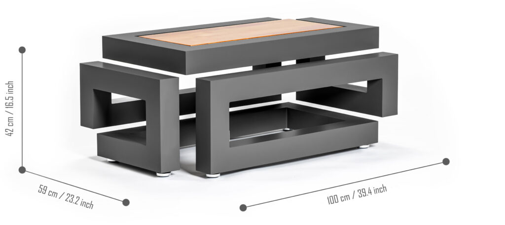 Technical details for premium coffee table.